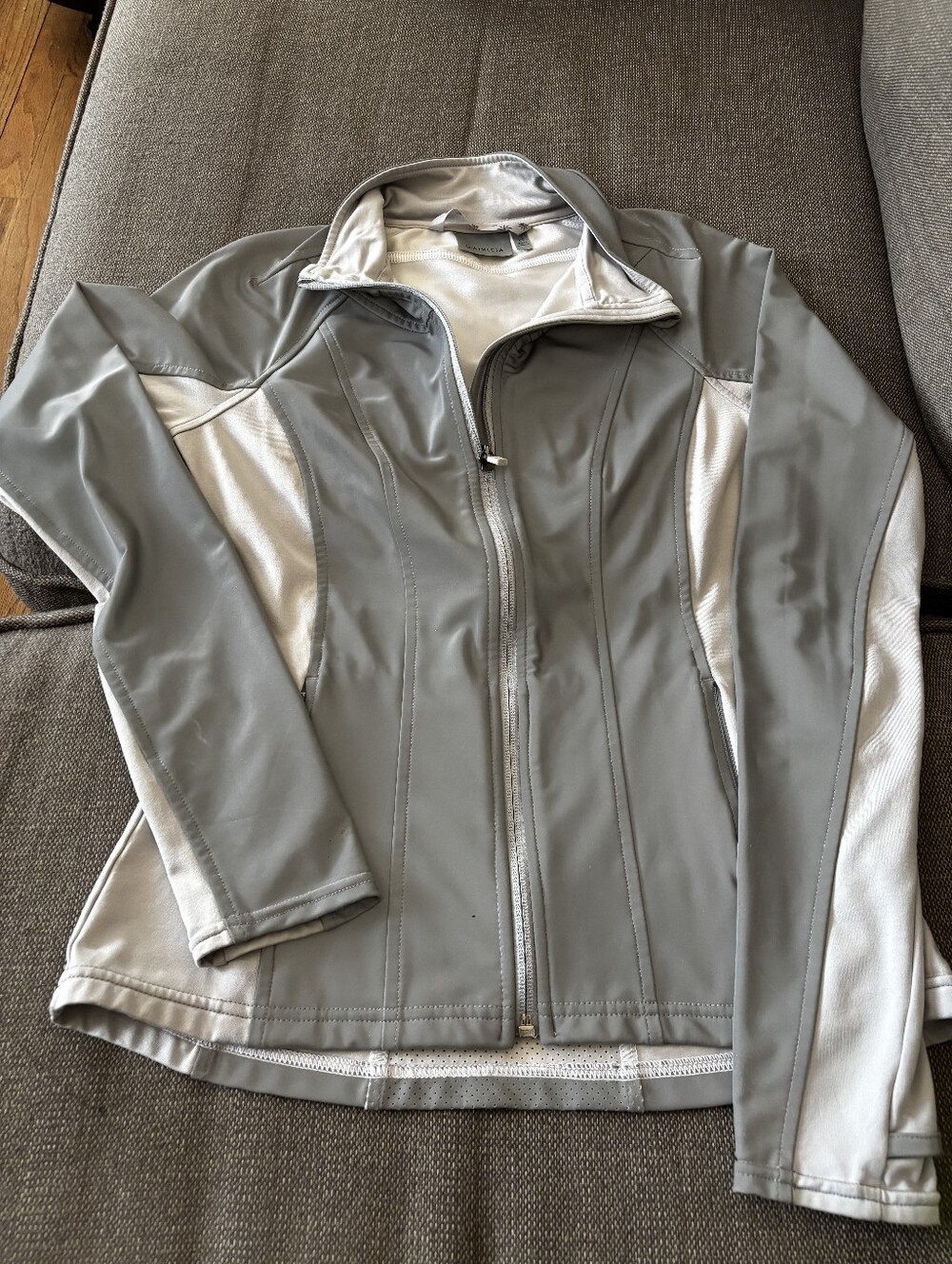 Athleta Two-Tone Gray Full-Zip Utility Jacket